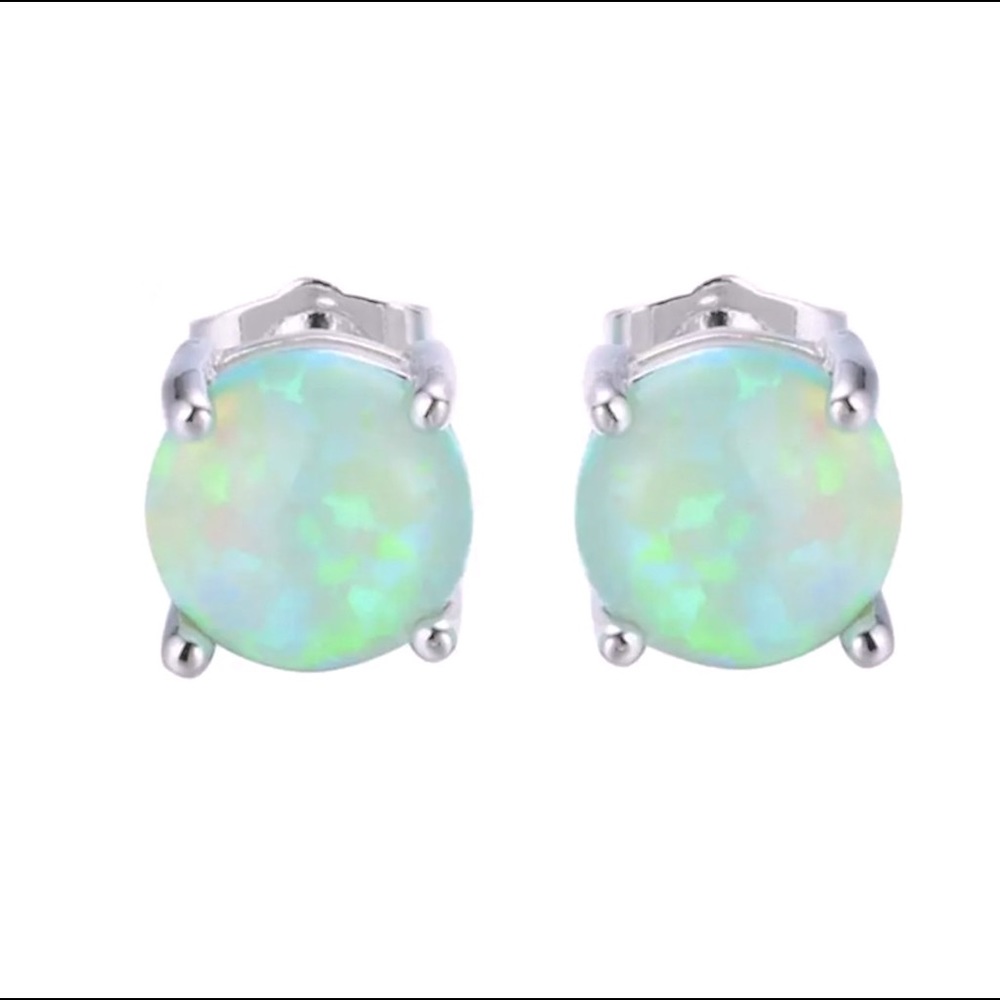 ♨️ Sterling Silver Fire Opal Stud Earrings